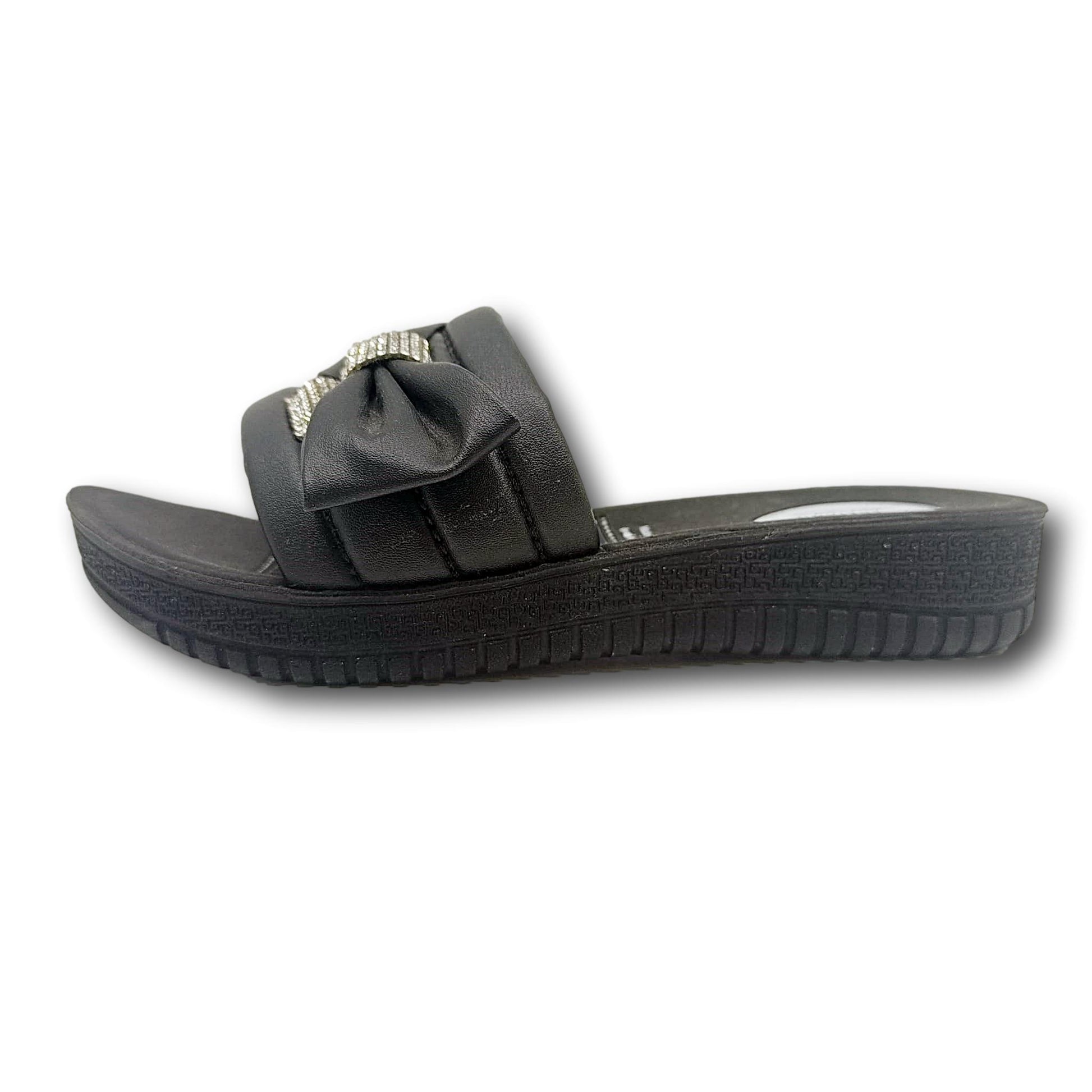 anatomske crne papuce masna dekorativni kristali detaljni prikaz