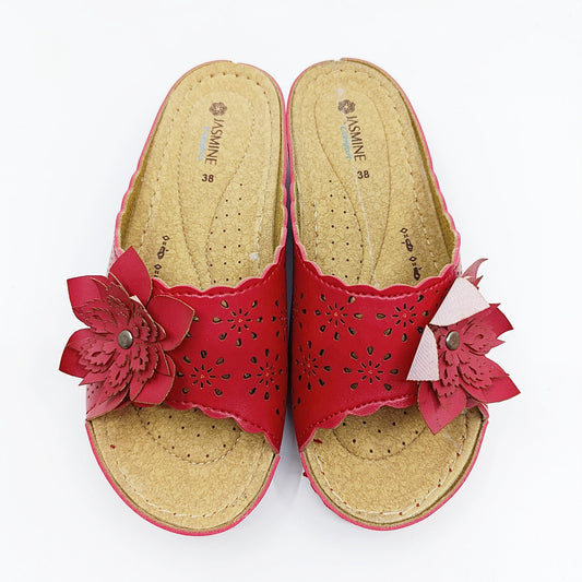 anatomske kozne papuce crvene mekano gaziste valoviti rub