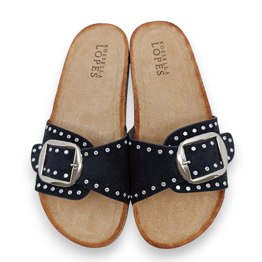 anatomske papuce sa zlatnom kopcom pogled sa strane