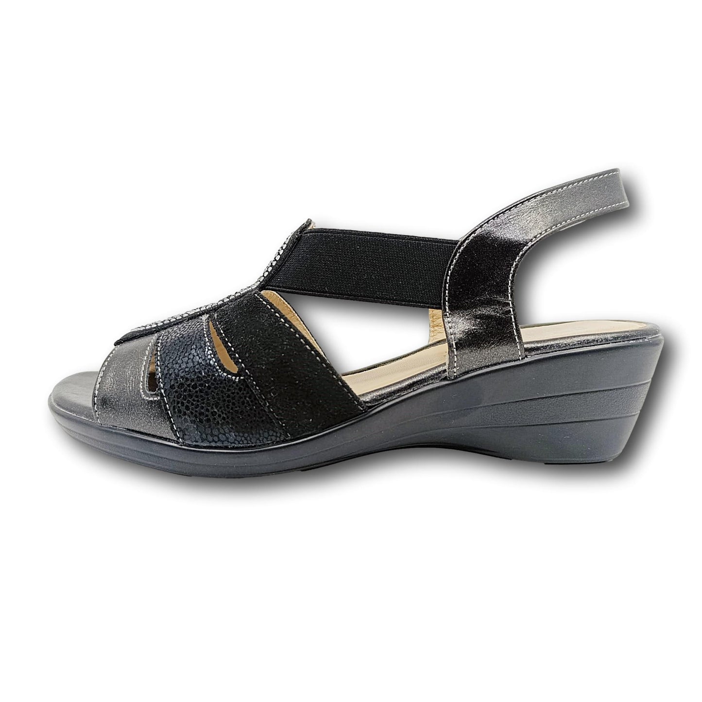 cipele sandale soft space crne metalik zatvorena peta