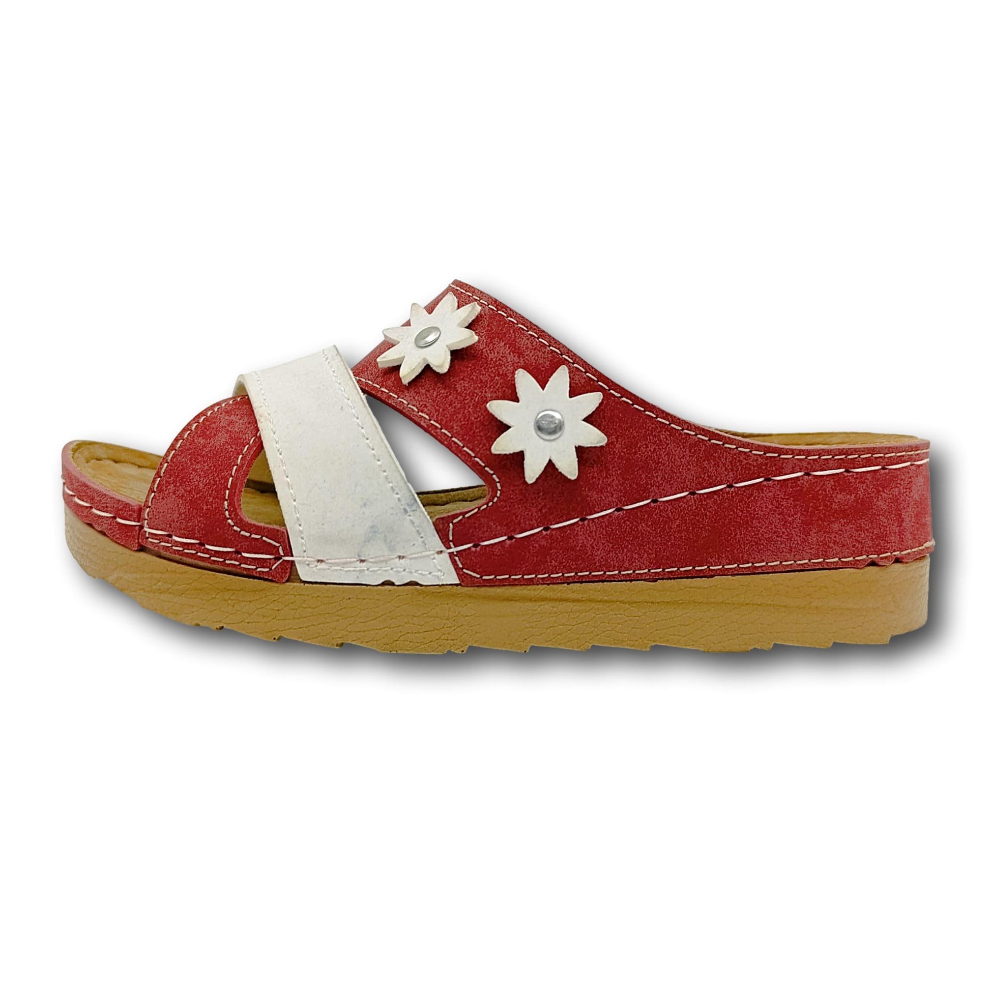 crvene kozne natikace platforme cvjetni motiv