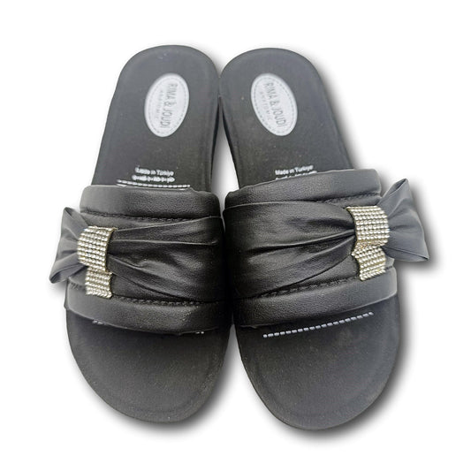 elegantne anatomske papuce crne prednji pogled