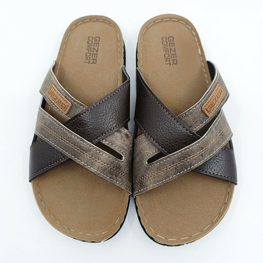 gezer muske natikace smeda umjetna koza prednji pogled