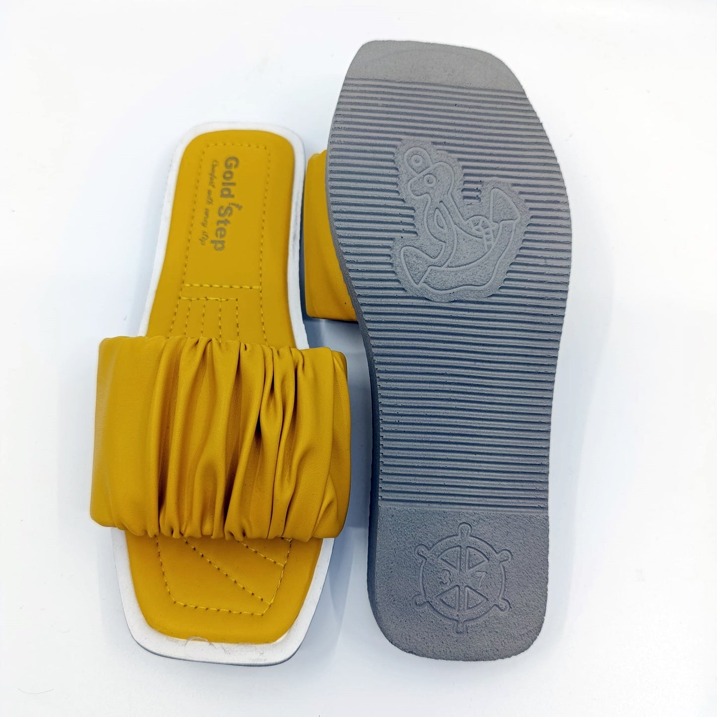 golden step udobne natikace niski djon tamno zuta