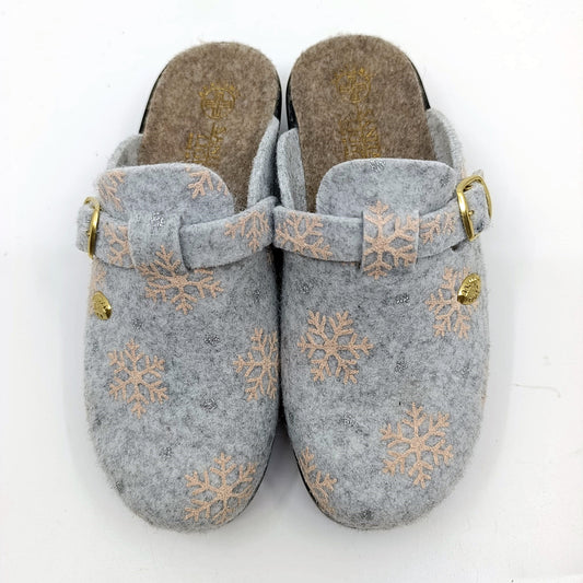 kucne papuce zenske pahuljice uzorak zlatna boja