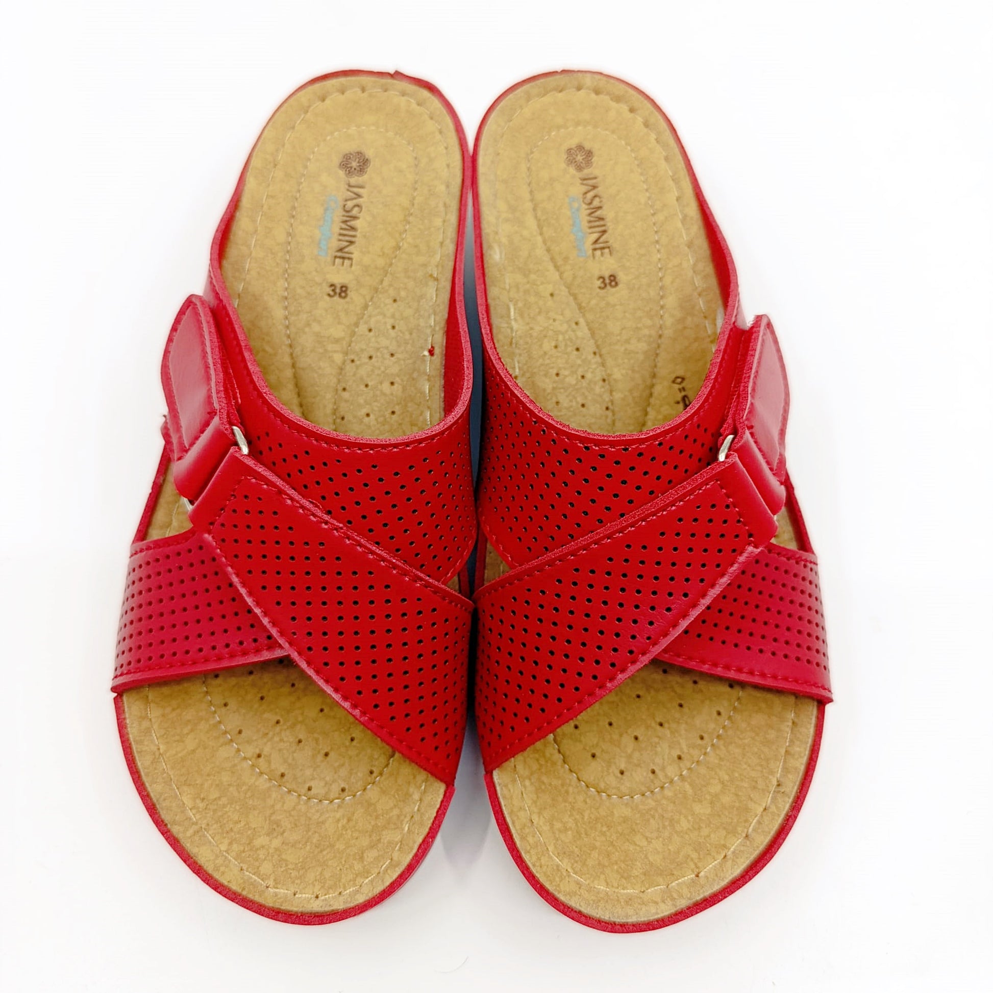 crvene zenske natikace umjetna koza udobne povisena peta