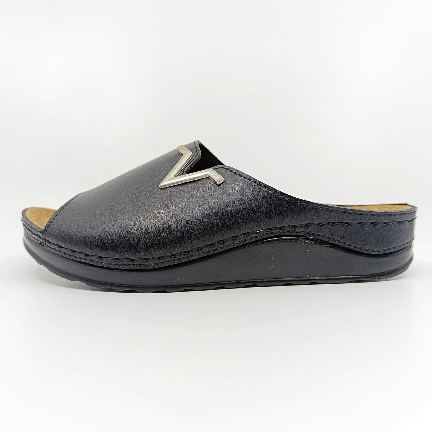 natikače crne s metalnim detaljem ortopedske solariz