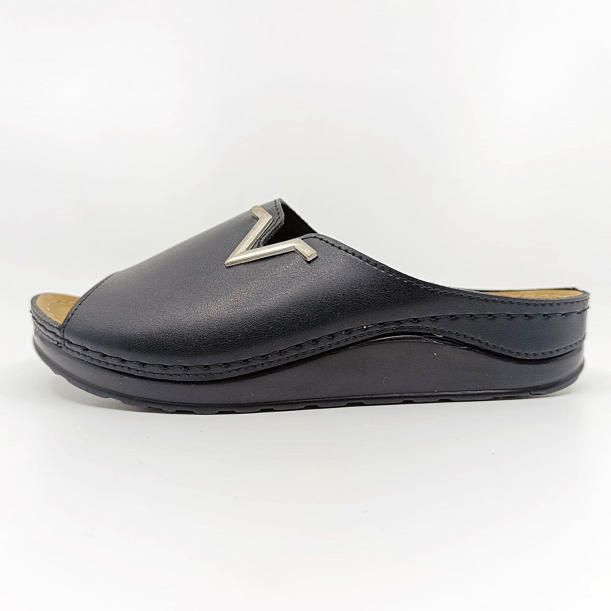 natikače crne s metalnim detaljem ortopedske solariz