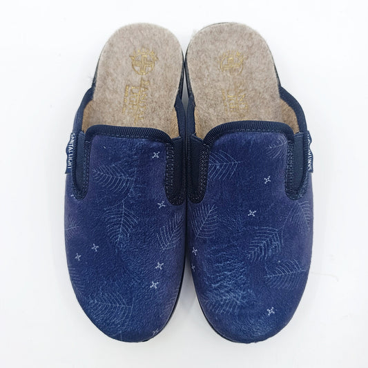 papuce tamno plave listovi cvjetici udobne dom