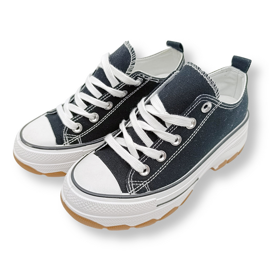 platformske tenisice crne tekstilni materijal