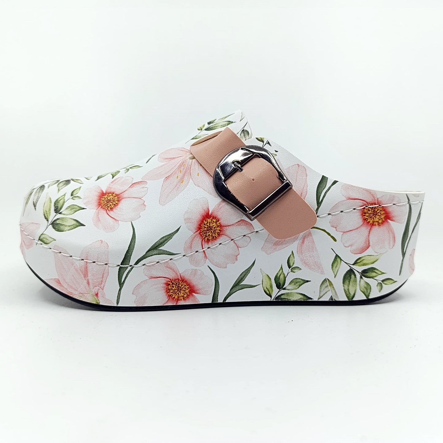 radne klompe floralni uzorak bijele