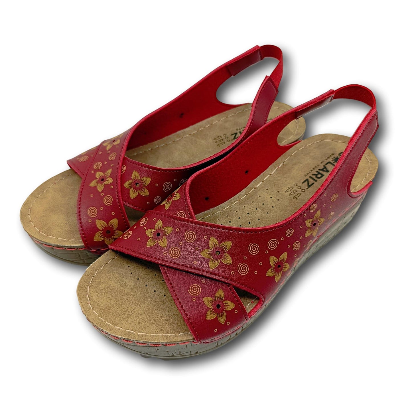 solariz crvene kozne sandale cvjetni uzorak
