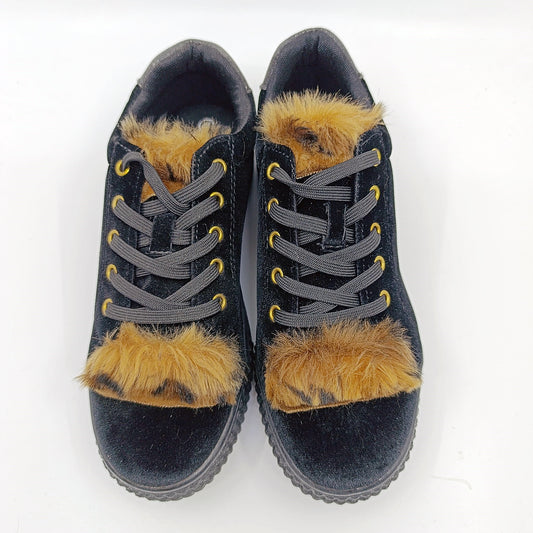 stylish platformske tenisice krzno crno zuta