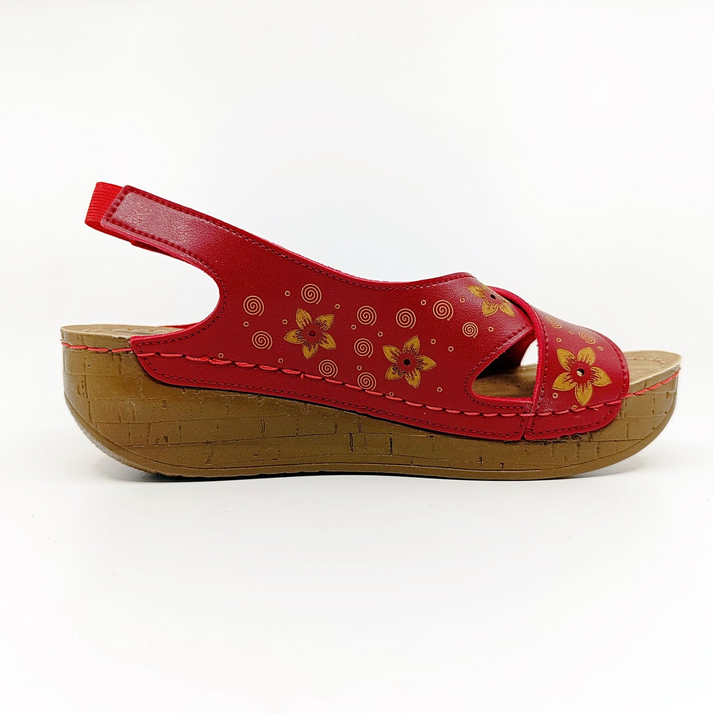 udobne crvene sandale elasticna traka platforma