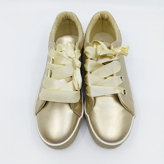 udobne zenske tenisice metalik zlatno