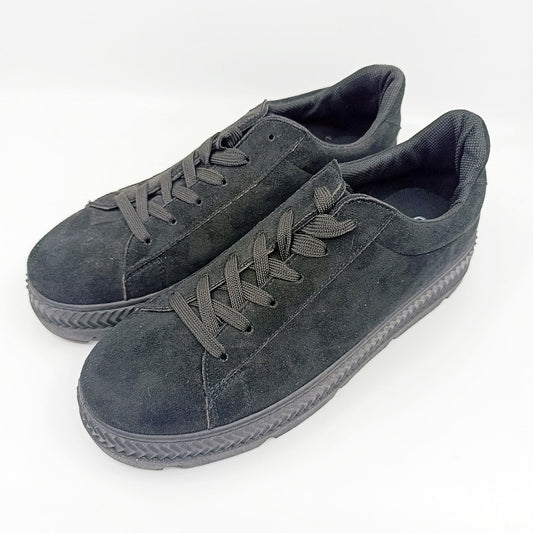 zenske crne velur platform tenisice bocni pogled