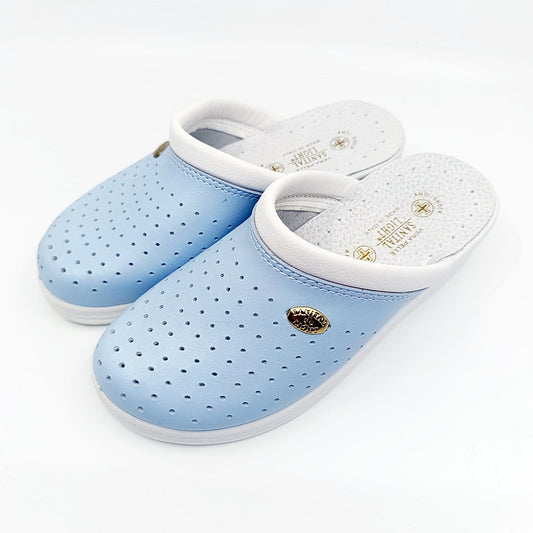 zenske kozne medicinske klompe plava boja