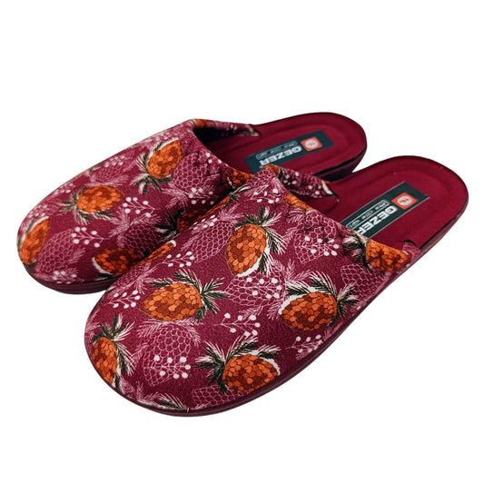 zenske kucne papuce ananas motiv bordo boja