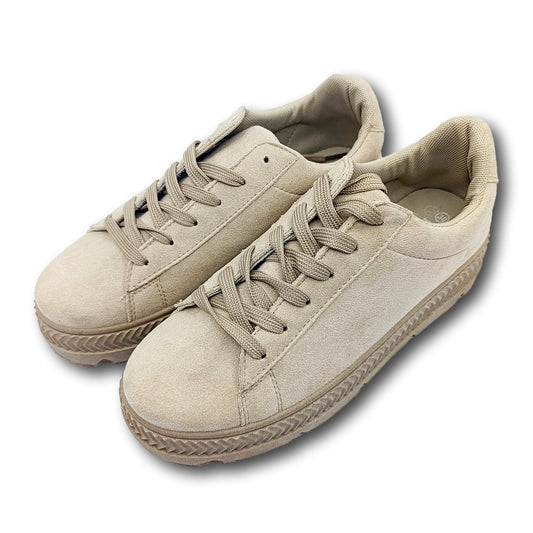 zenske platform tenisice bez brusena koza prednji prikaz