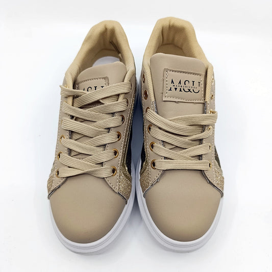 ženske tenisice smeđa zlatni detalji profil