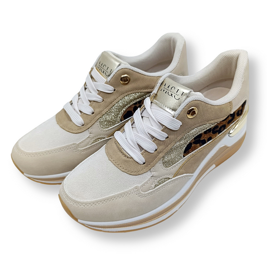 Zenske bez tenisice s leopardskim uzorkom i zlatnim detaljima