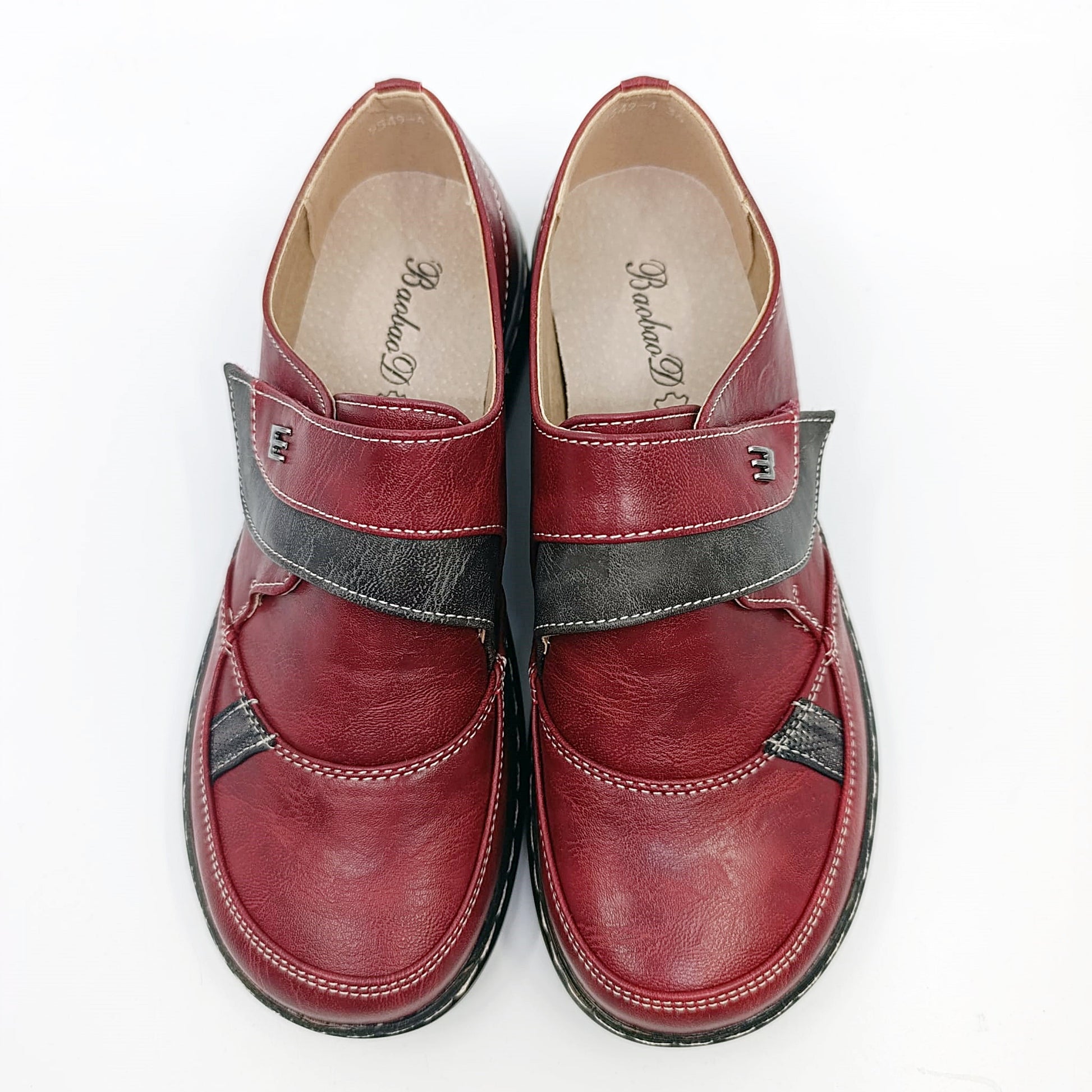 zenske bordo cipele prava koza tabanica zeleni detalji