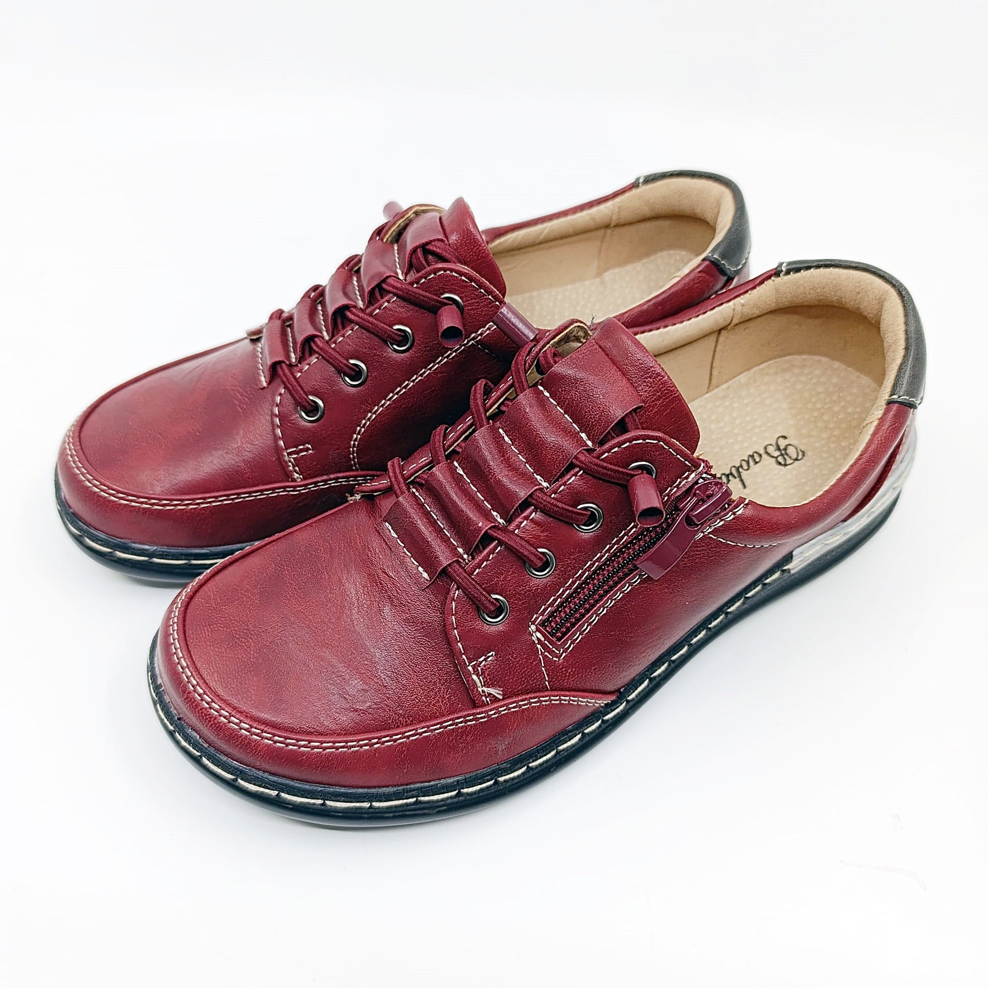 zenske bordo cipele vezanje patent zatvarac prava koza tabanica 9708-4 red grey