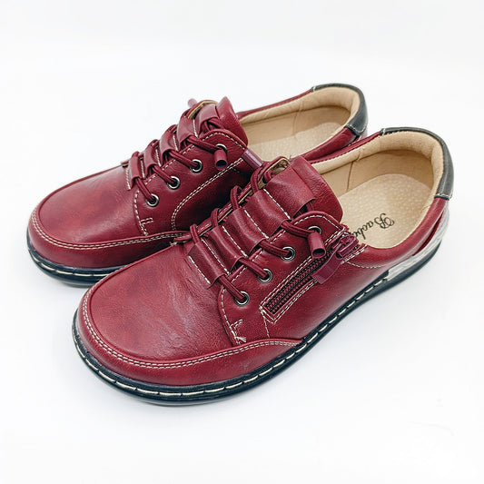zenske bordo cipele vezanje patent zatvarac prava koza tabanica 9708-4 red grey