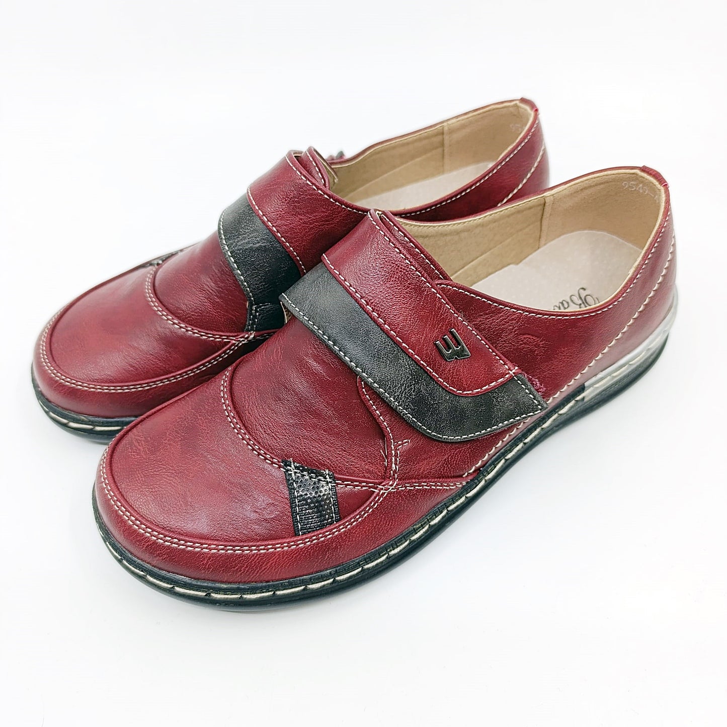 zenske casual cipele bordo crvene cicak traka prava koza 9549-4 red grey