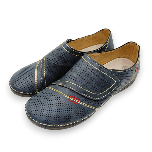 zenske cipele hodalice plave perforirane cicak traka kozana tabanica