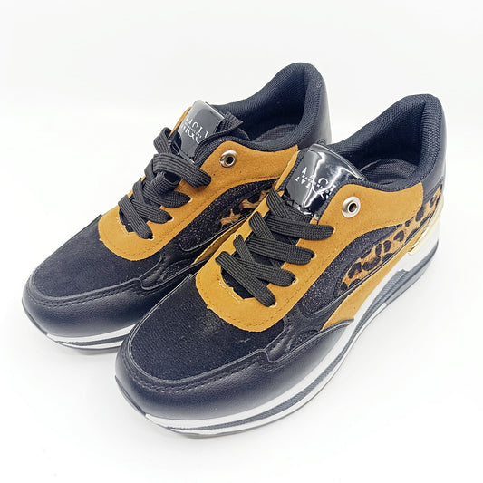 ženske crne tenisice narančasti leopard detalj