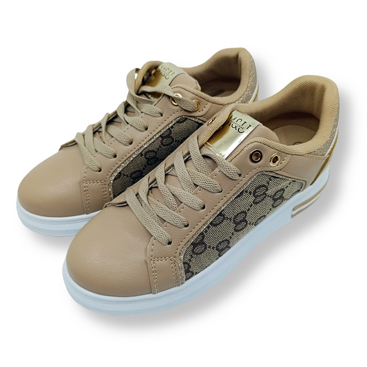 zenske tenisice smede zlatni detalji prednji prikaz